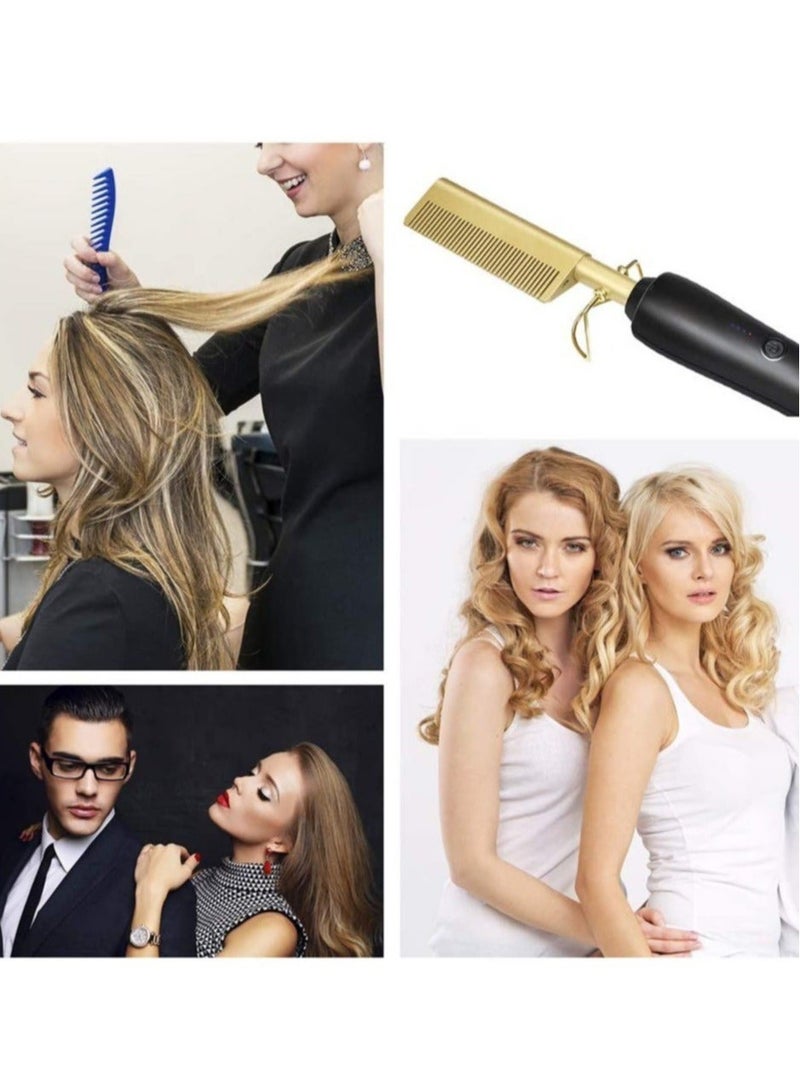 2-in-1 Electric Hot Comb and Hair Straightener – Versatile Flat Iron for Straightening and Curling, Suitable for Wet and Dry Use - Image 4