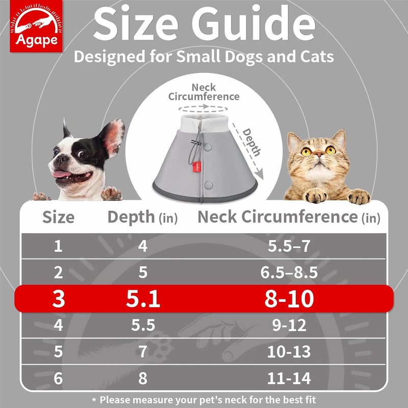 Agape Soft Dog Cone for Small Dogs & Cats (Gray (Small Dogs Cone), 3 (Neck:8"-10")) - Image 2