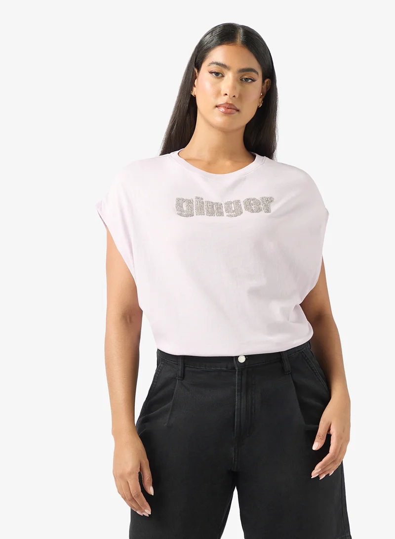 جينجر تيشيرت بياقة دائرية