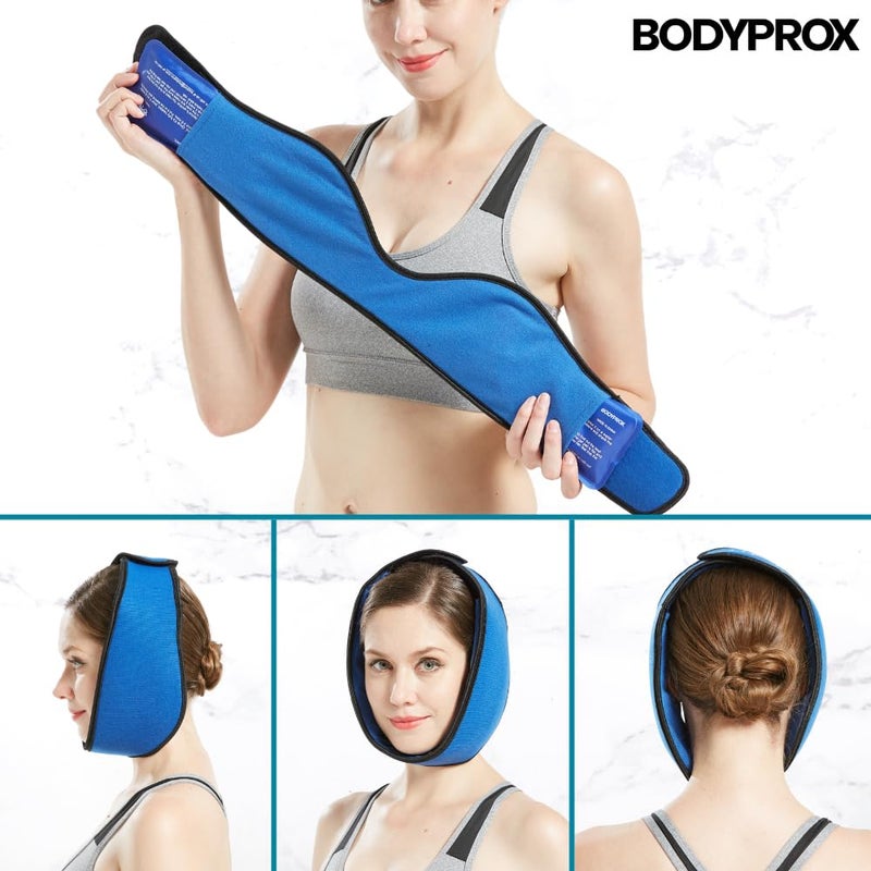 Bodyprox Face ice Pack for Jaw, Head and Chin, Adjustable Hot and Cold Wrap for Wisdom Teeth and TMJ Pain Relief, Nylon, Blue - Image 5