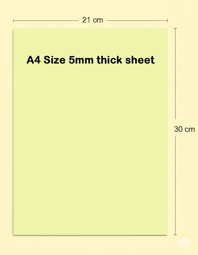 frilt Craft Eva Foam Sheet, A4 Size 21x30 cm, 5mm Thick, Light Yellow - Image 2