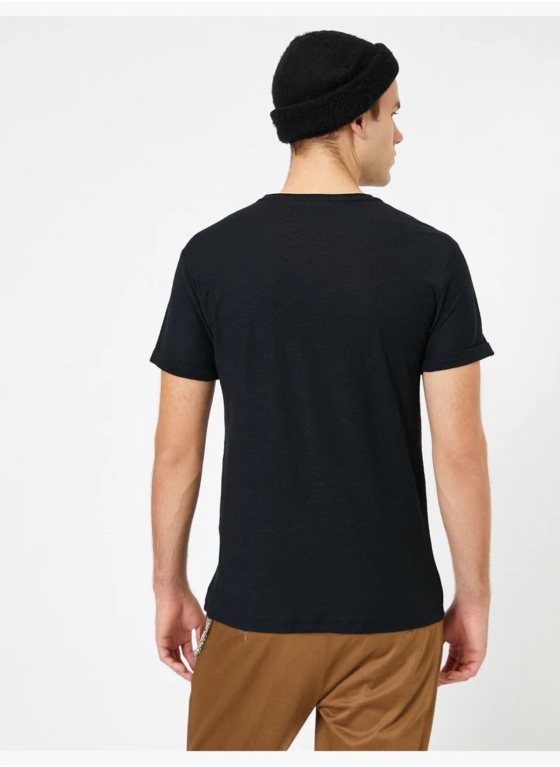 KOTON Crew Neck T-Shirt Pocket Detailed