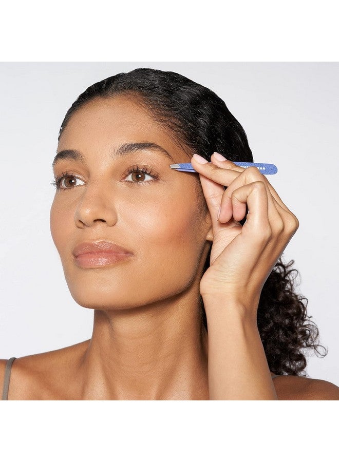 تويزرمان ملقط مائل من الفولاذ المقاوم للصدأ - ملقط حواجب للنساء والرجال (أزرق سماوي) - Image 3