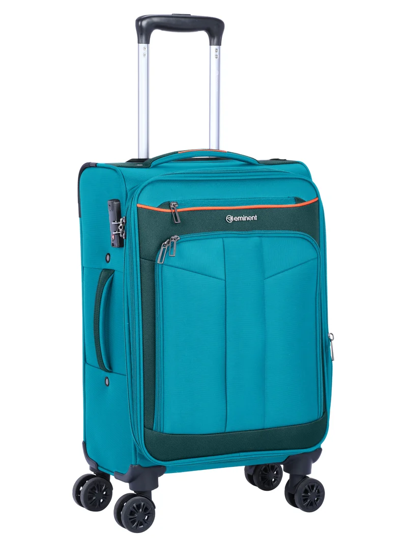 إيمينينت Unisex Soft Travel Bag Cabin Luggage Trolley Polyester Lightweight Expandable 4 Double Spinner Wheeled Suitcase with 3 Digit TSA lock E788 Green