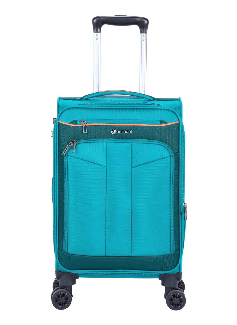 إيمينينت Unisex Soft Travel Bag Cabin Luggage Trolley Polyester Lightweight Expandable 4 Double Spinner Wheeled Suitcase with 3 Digit TSA lock E788 Green