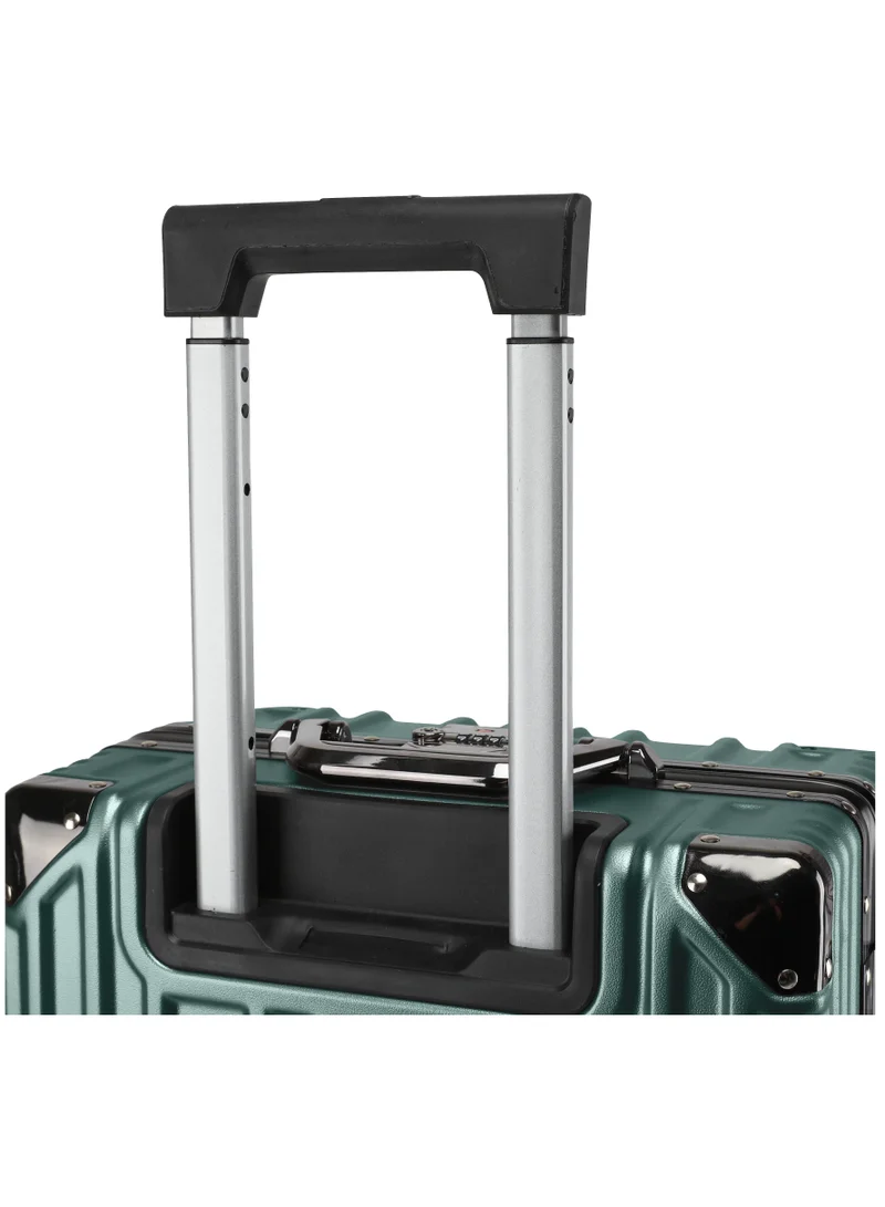 CABINPRO Lightweight Aluminum Frame Fashion Luggage Trolley Polycarbonate Hard Case Carry On Suitcase with 4 Quite 360 Degree Double Spinner Wheels CP001 Blackish Green