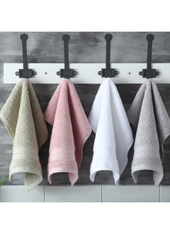 joyzzz 4-Piece Towel Set, Grey Cotton Luxury Plush Towels, 2 Square Towel, 1 Washcloths, 1 Bath Towel - Highly Absorbent, Quick Dry,Premium Quality Towel Hand Set for Bathroom  - Image 3