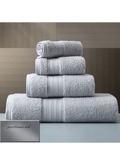 joyzzz 4-Piece Towel Set, Grey Cotton Luxury Plush Towels, 2 Square Towel, 1 Washcloths, 1 Bath Towel - Highly Absorbent, Quick Dry,Premium Quality Towel Hand Set for Bathroom  - Image 1