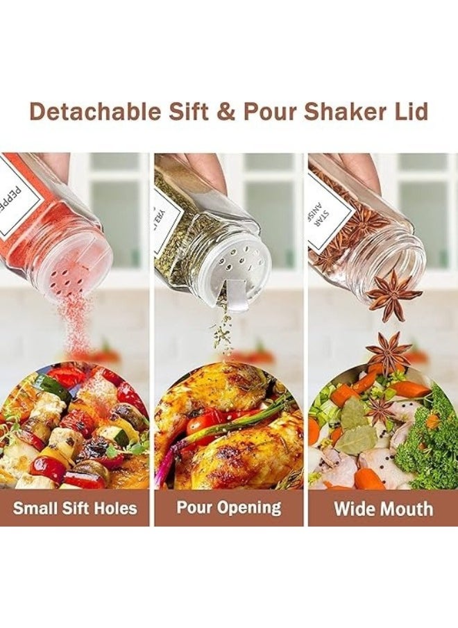 Happy Home - 24-Piece Glass Spice Jar Set with Airtight Bamboo Lids - 120ml Empty Square Spice Containers with Shaker Lids, Labels, Collapsible Silicone Funnel, Sponge Brush, and Whiteboard Marker Included - Image 1