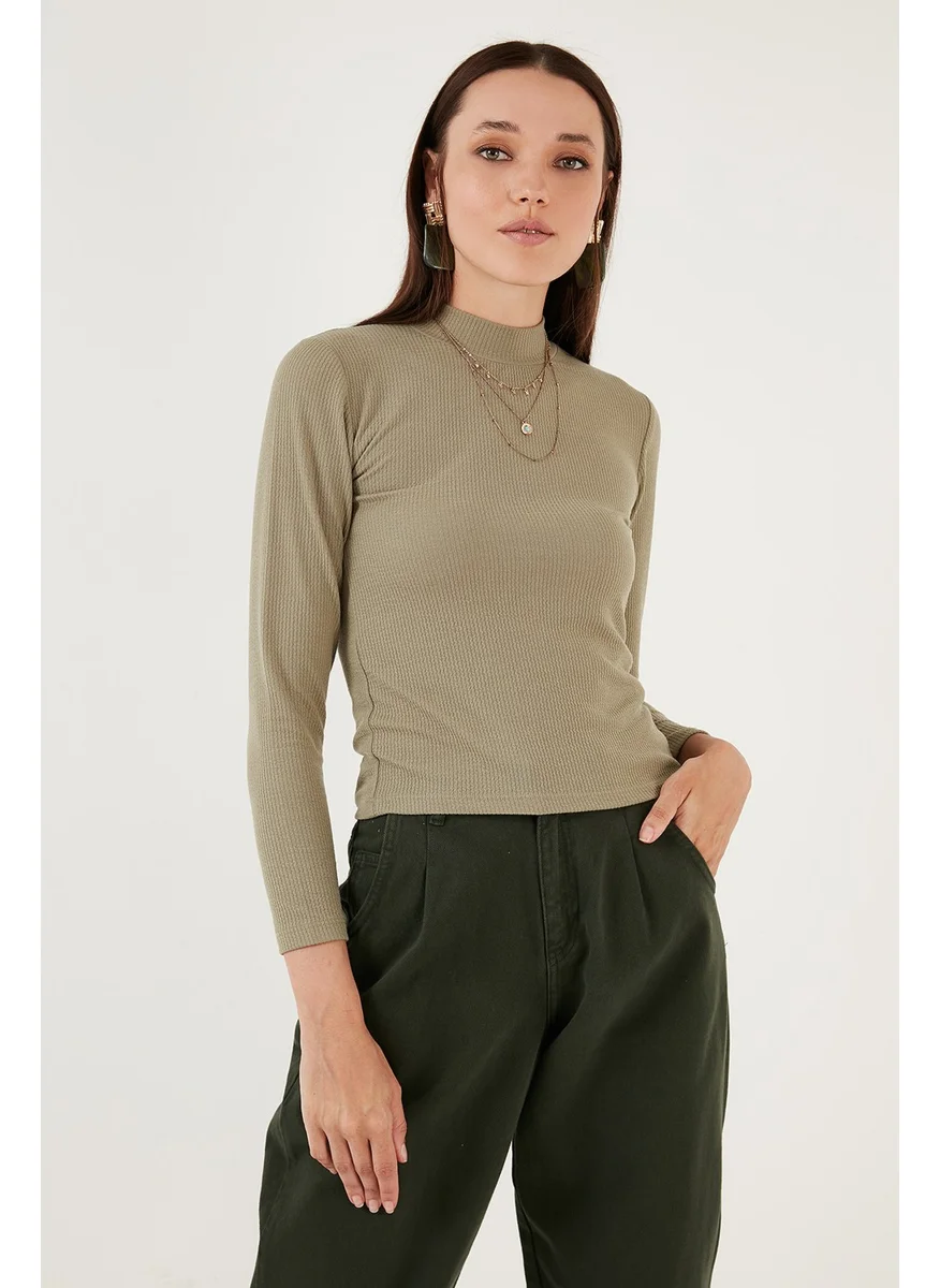 ليلا Ribbed Flexible Slim Fit Half Turtleneck Sweater Women's Sweater 5865344