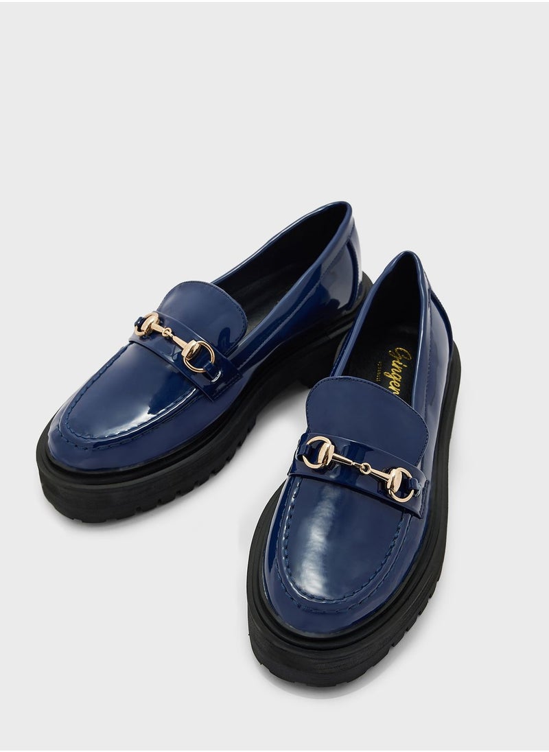 Ginger - Patent Chunky Loafers With Metal Buckle - Image 1
