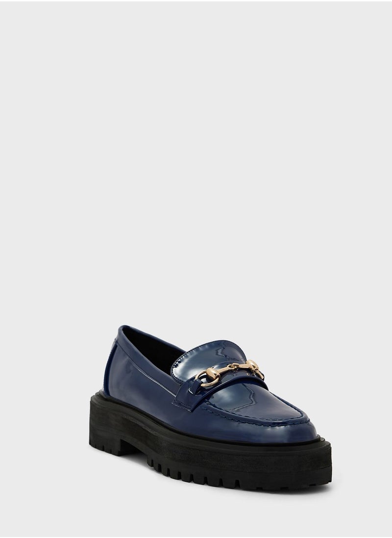 Ginger - Patent Chunky Loafers With Metal Buckle - Image 1