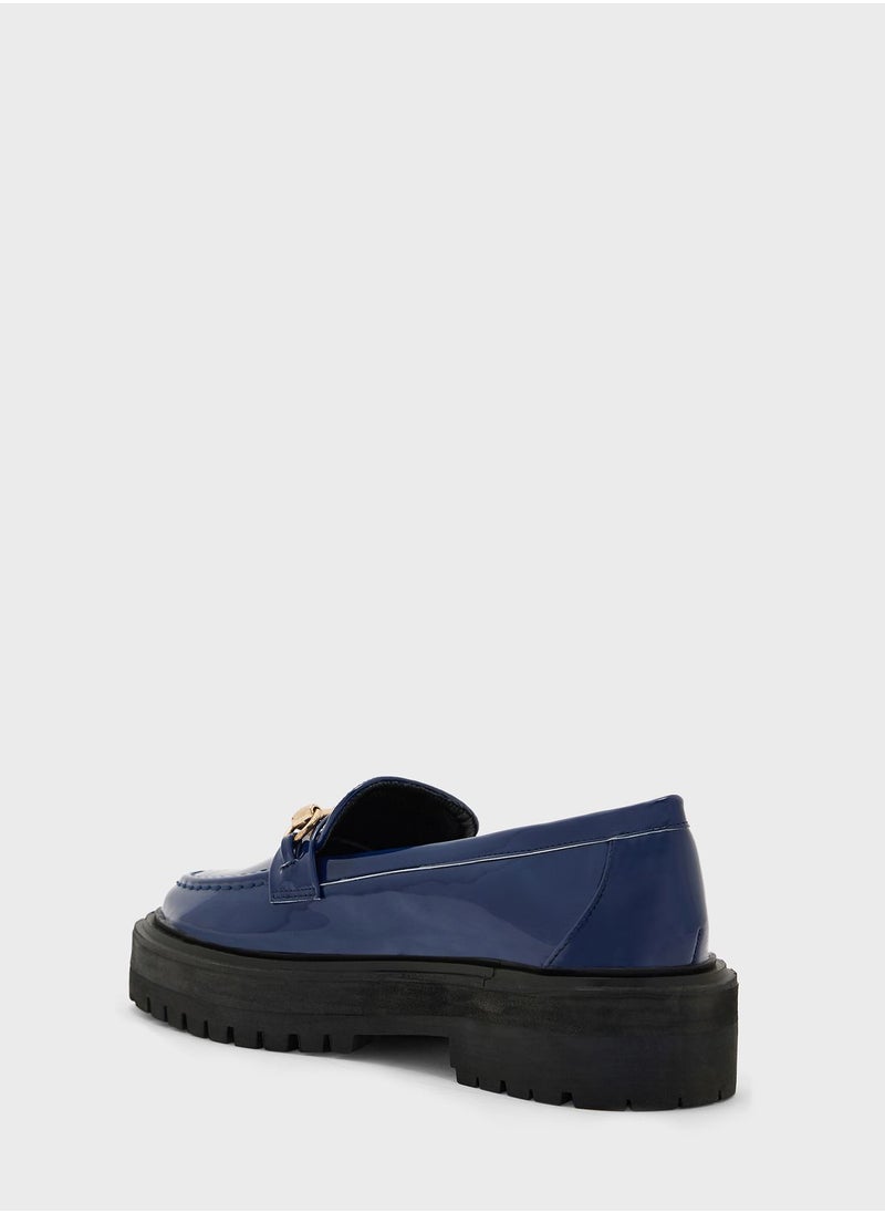 Ginger - Patent Chunky Loafers With Metal Buckle - Image 1