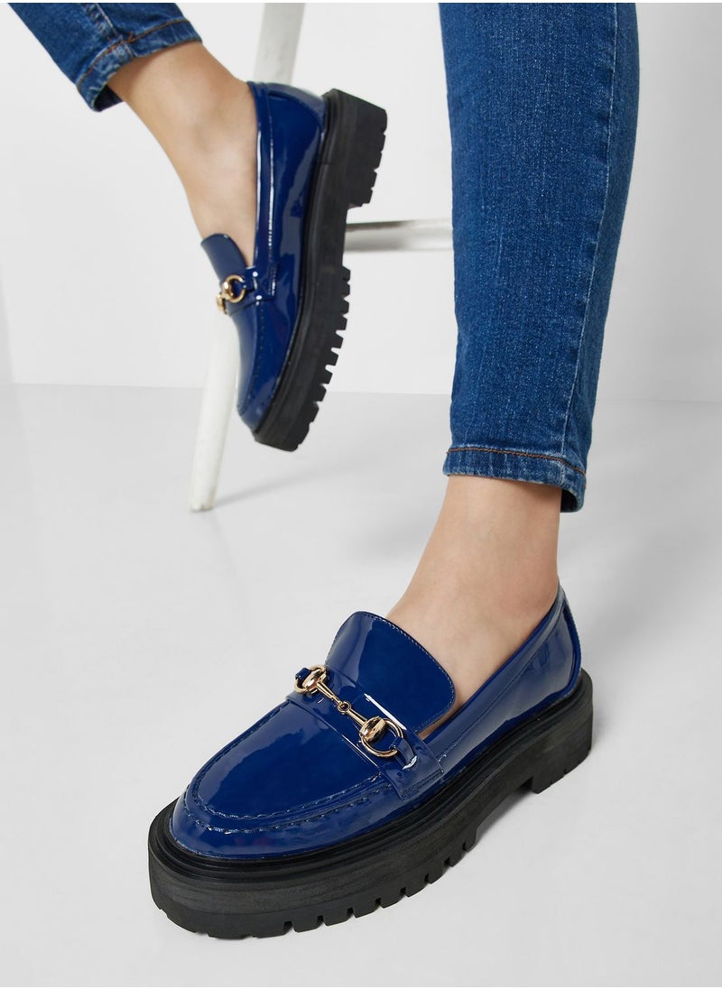 Ginger - Patent Chunky Loafers With Metal Buckle - Image 1