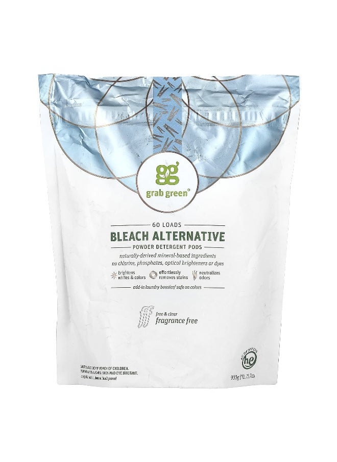 Grab Green Grab Green, Bleach Alternative, Powder Detergent Pods, Fragrance Free, 60 Loads, 1 lb 15.7 oz (900 g)  - Image 1