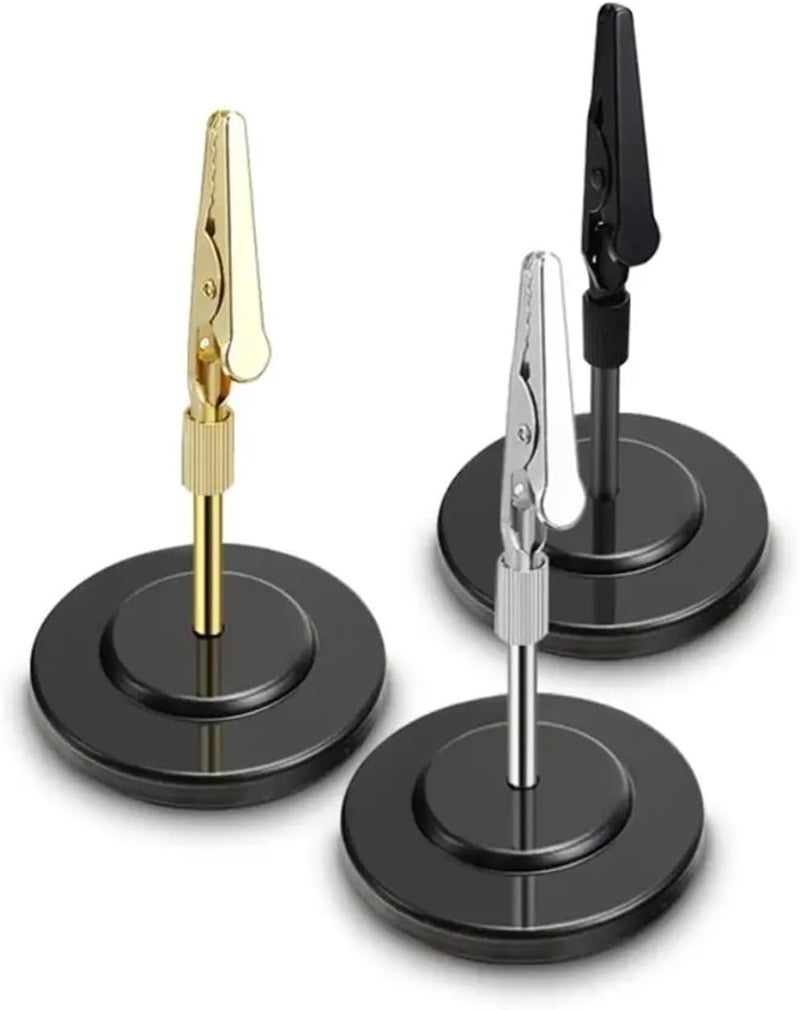 Black 8cm Stainless Steel Table Number Holders 4 Pcs Desktop Photo Card Clip - Image 1