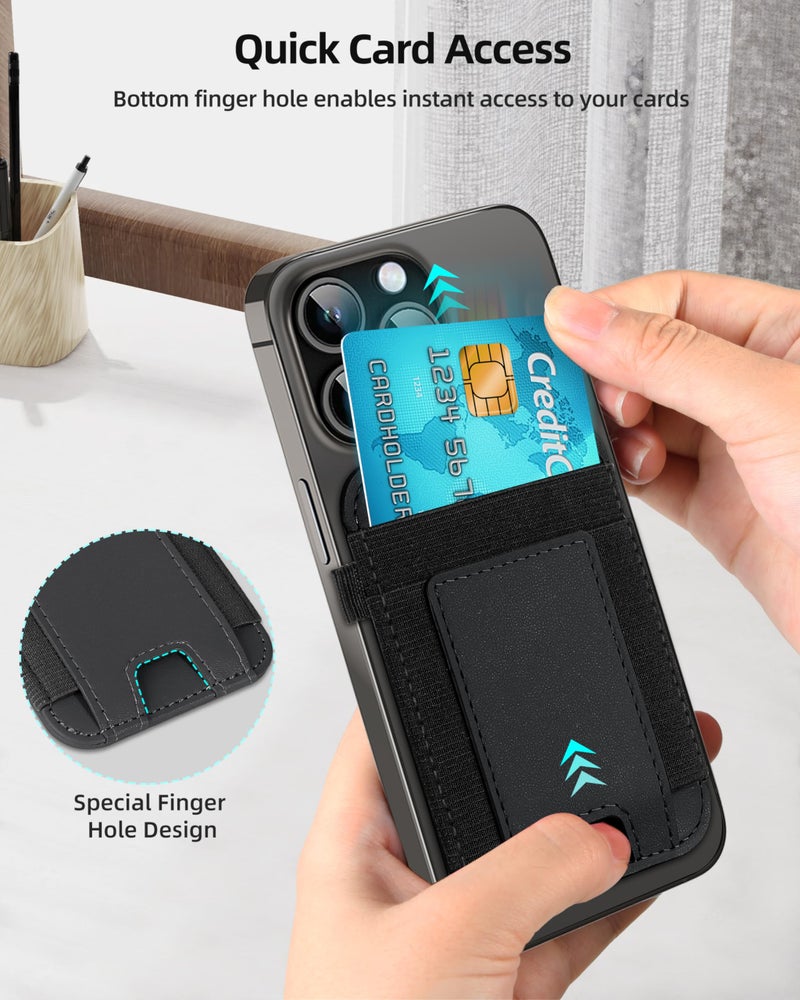 ExtreLife For Magsafe Wallet, Strongest Magnetic Wallet for iPhone 17/16/15/14/13/12 Series, for Magsafe Card Holder with 2 Card Slots, RFID Blocking, Vegan Leather, Hold 7 Cards, Slim, Black - Image 5