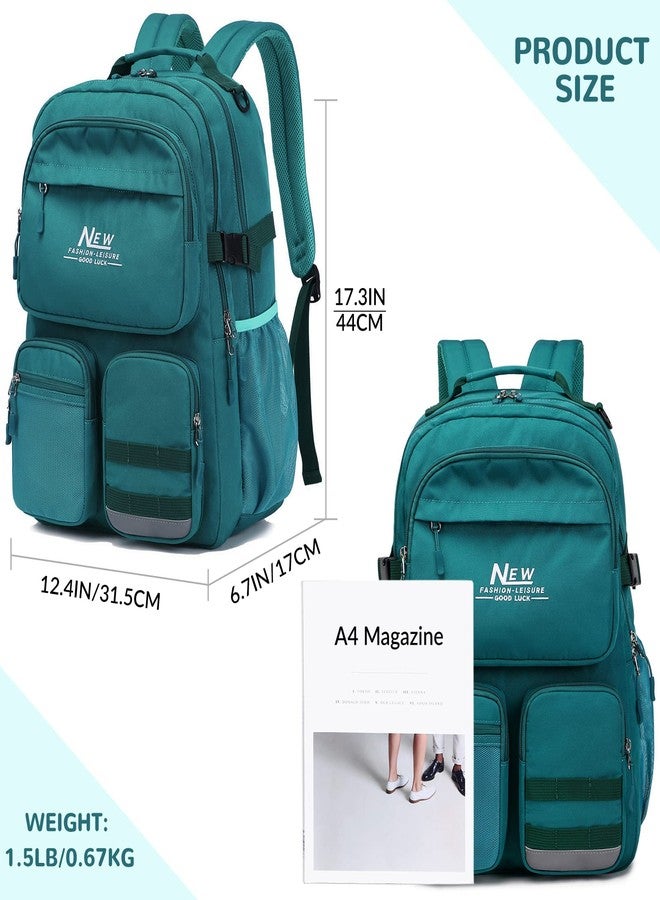 El-fmly Water Resistant Backpack for Teen Girls Boys Students, Casual Multi Pockets Daypack with 15.6 inch Laptop pocket for Travel School College (Dark Green) - Image 3