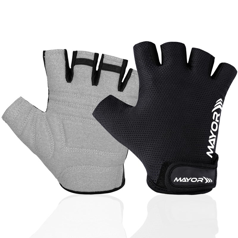 Mayor Shield Gym Gloves (Free Size) Weightlifting Gloves for Men and Women Cycling Gloves Sports Gloves(Grey/Black) - Image 4