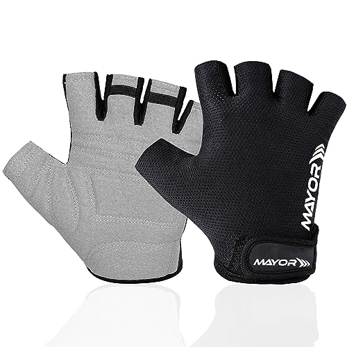 Mayor Shield Gym Gloves (Free Size) Weightlifting Gloves for Men and Women Cycling Gloves Sports Gloves(Grey/Black) - Image 1