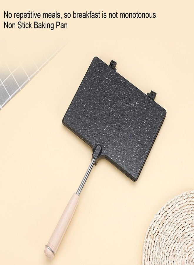 Zerodis Hand Sandwich Maker,Nonstick Double Sided Sandwich Baking Pan Panini Presser Flip Grill Pan Home Breakfast Toaster for Pancakes Toast Omelets - Image 4