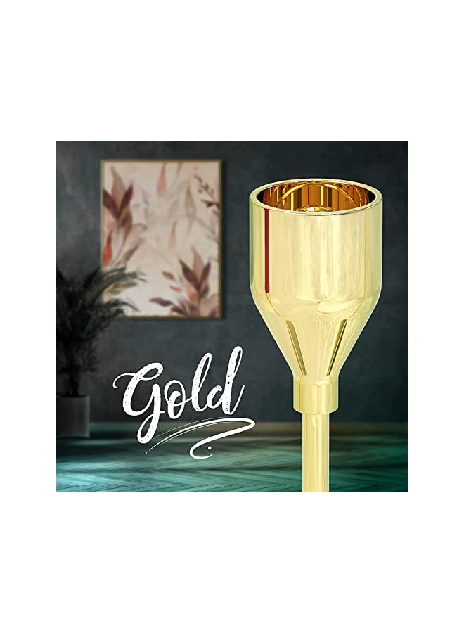 The Bros Gold Candle Holders,Set of 3 fit for 3/4" Tall Taper Yellow Gold Candlestick&Led Modern Metal Candles, Elegant Stands Decorative Table Centerpieces for Dinning Party Church,Decorative Fitting - Image 2