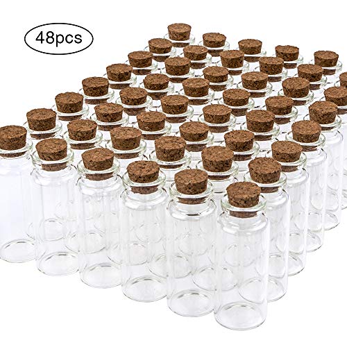 SUPERLELE DIY Crafts Mini Glass Jars Bottles with Cork Stoppers Decoration Small Glass Bottles Favours,Mini Vials Cork,Message Vial Cork, Wedding Decoration,Party Favours (Pack Of 32 Bottles, Wishing Bottles) - Image 2