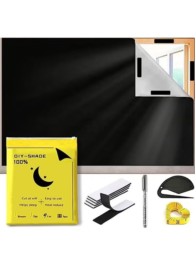 Portable Blackout Curtains, DIY Blackout Blinds with Cutter Knife, No Drill, 100% Black Out, Blackout Shades for Bedroom, Travel, Baby Nursery, Office (145*200cm) - Image 1