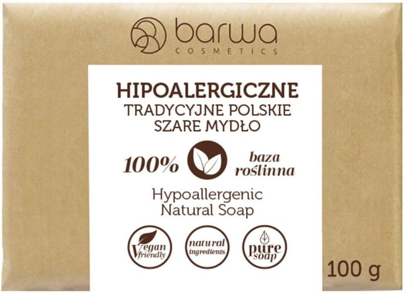 Barwa Traditional Polish Gray Soap Bar Natural Hypoallergenic Szare Mydlo 100g