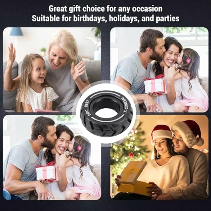 Sunisfa Metal Slider Finger Ring Toy, Stress Relief, Decompression, Car Tire Shape, Handcrafted Tribute, Attention Improvement, Meditation, Aluminum Alloy Toy for Travel, Work Breaks - Image 5