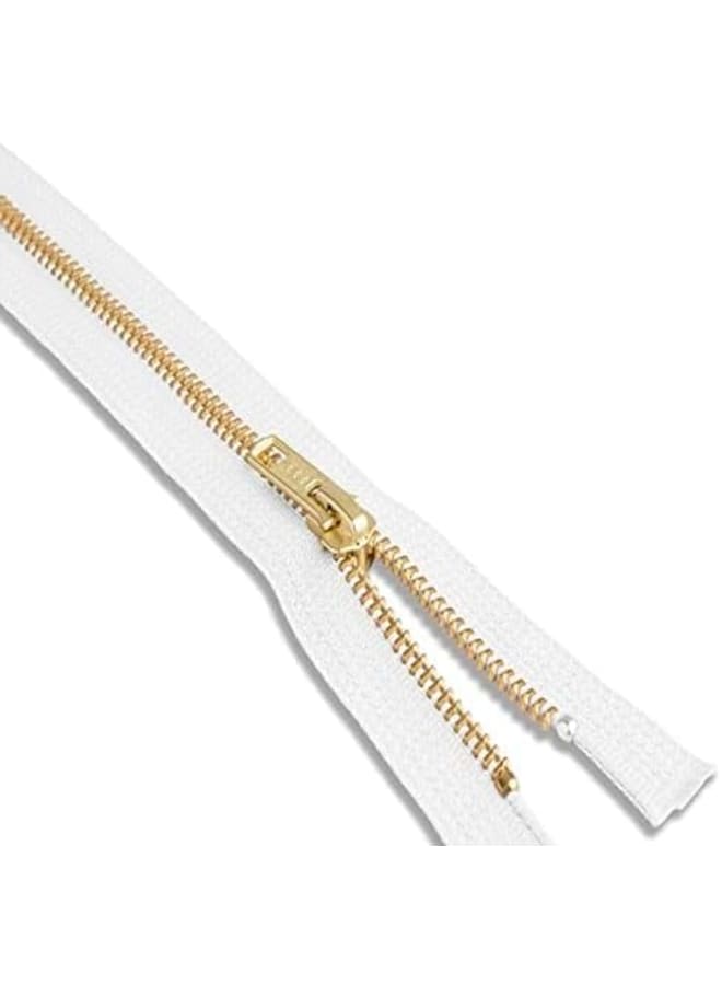 22 inch Metal Zipper White 22” Gold Brass Metal Heavy Duty Zippers Separating Sewing Zipper Craft Zippers - Image 2