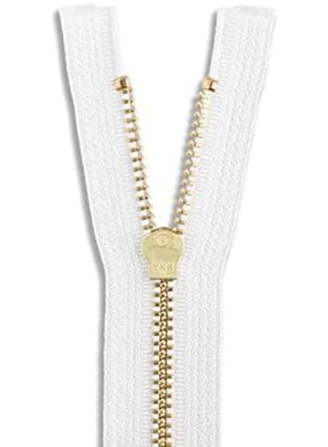 22 inch Metal Zipper White 22” Gold Brass Metal Heavy Duty Zippers Separating Sewing Zipper Craft Zippers - Image 3