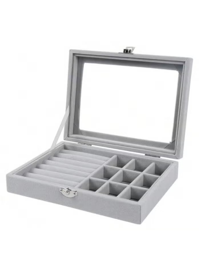 BARIQ.HOMES Jewelry Organizer for Rings, Earrings, Necklaces - Jewelry Box, Travel Jewelry Bag for Women, Jewelry and Accessories Storage Organizer - grey - Image 1