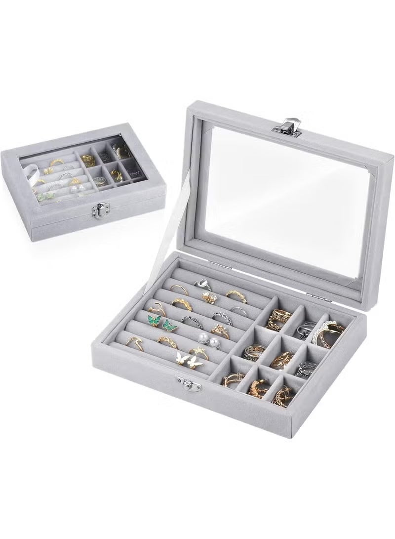 BARIQ.HOMES Jewelry Organizer for Rings, Earrings, Necklaces - Jewelry Box, Travel Jewelry Bag for Women, Jewelry and Accessories Storage Organizer - grey - Image 2