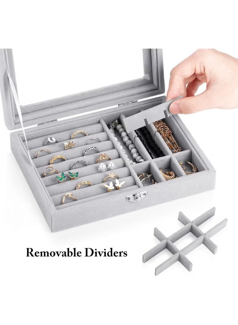 BARIQ.HOMES Jewelry Organizer for Rings, Earrings, Necklaces - Jewelry Box, Travel Jewelry Bag for Women, Jewelry and Accessories Storage Organizer - grey - Image 4