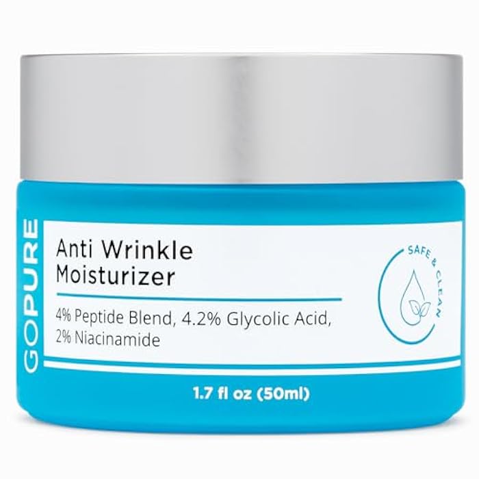 goPure Glyco-Peptide Anti Wrinkle Face Cream - Hyaluronic Acid Moisturizer for Face with Glycolic Acid, Peptides, and Vitamin E - Hydrating Facial Moisturizer with Anti-Aging Formula - 1.7 fl oz - Image 1