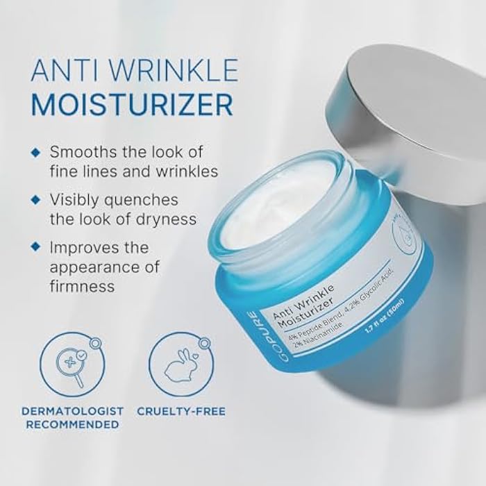 goPure Glyco-Peptide Anti Wrinkle Face Cream - Hyaluronic Acid Moisturizer for Face with Glycolic Acid, Peptides, and Vitamin E - Hydrating Facial Moisturizer with Anti-Aging Formula - 1.7 fl oz - Image 3