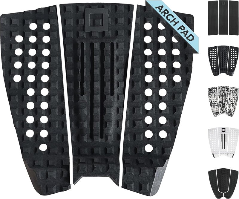 Surf Squared 3-Piece Traction Pad - Arch, Flat, or Front - Maximum Grip, Super Strong 3M Adhesive - Fits All Surfboards: Shortboard, Fish, Longboard, SUP, Skimboard - Stomp or Deck Pad - Image 1