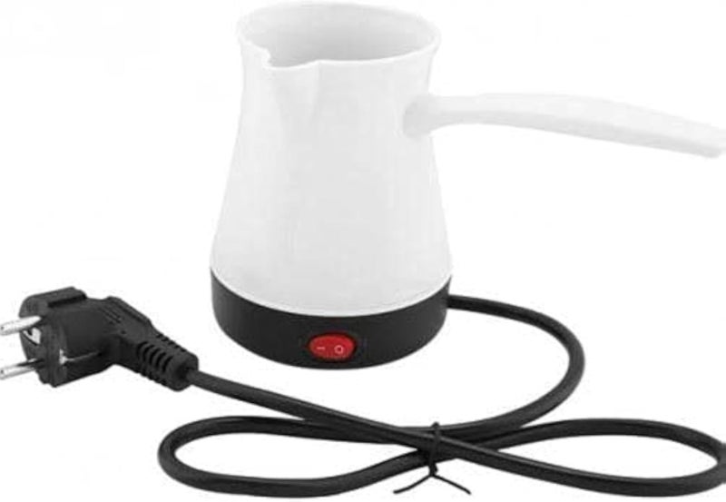 Electric Coffee Maker 3 Cup Capacity â€“ Portable Stainless Steel Turkish Coffee Pot for Home, Office & Travel (White (one piece))