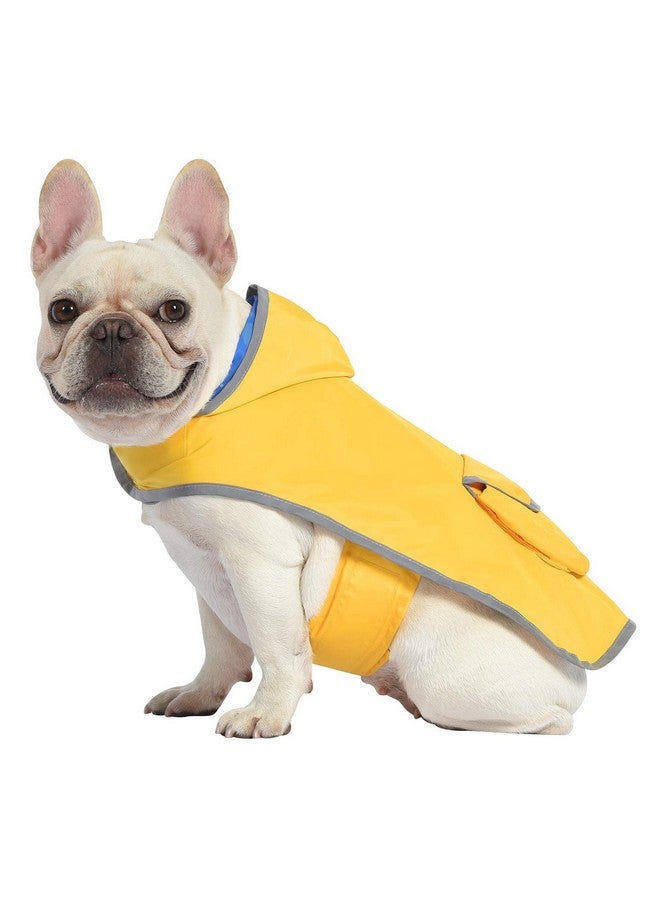 إتش دي إي معطف واق من المطر HDE قابل للعكس للكلاب، معطف واق من المطر بغطاء للرأس، جاكيت واق من المطر للكلاب الصغيرة والمتوسطة والكبيرة، لون أصفر - S - Image 4