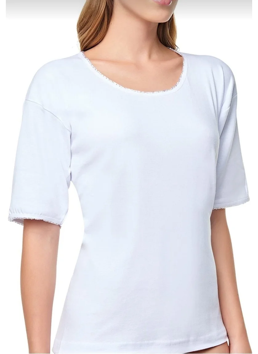 Tutku Passion 0141 Women's Half Sleeve Undershirt 6 Piece White