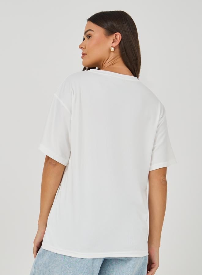 Styli Floral Graphic Print Short Sleeve Oversized T-Shirt - Image 4