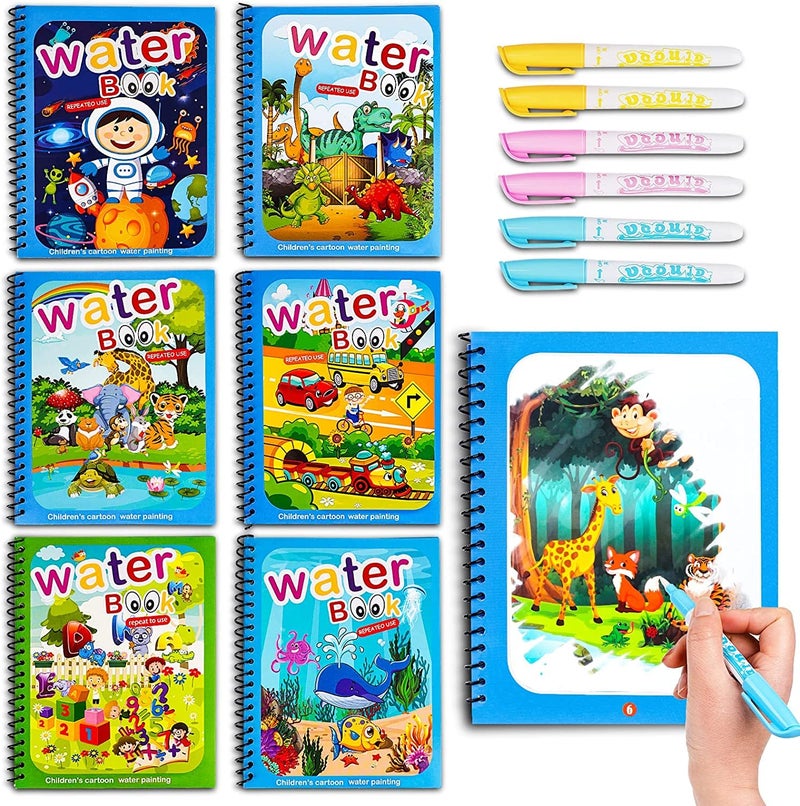 SNAPTRON Water Coloring Books 6 Set Of Water Doodle Books For Kids Birthday Party Return Gifts Age 3 7 Unisex Clear - Image 1
