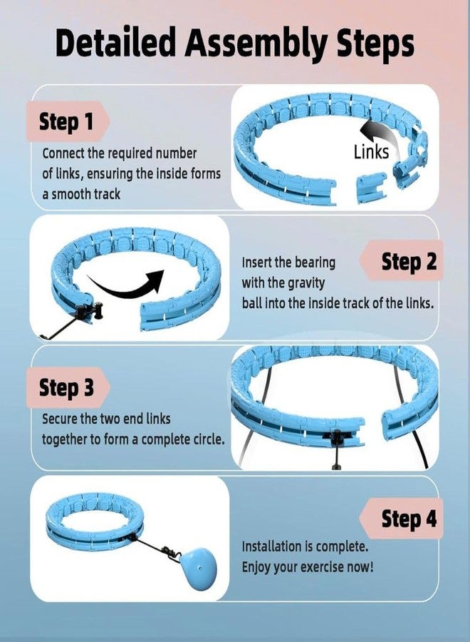 طوق هولا هوب سمارت إنفينيتي شديد التحمل | طوق لياقة بدنية ذكي قابل للتعديل للبالغين والمراهقين | 24 عقدة قابلة للتعديل مع كرة | لياقة بدنية للخصر بزاوية 360 درجة | حلقة تمارين بمقاسات كبيرة | يناسب جميع مقاسات الخصر - Image 2