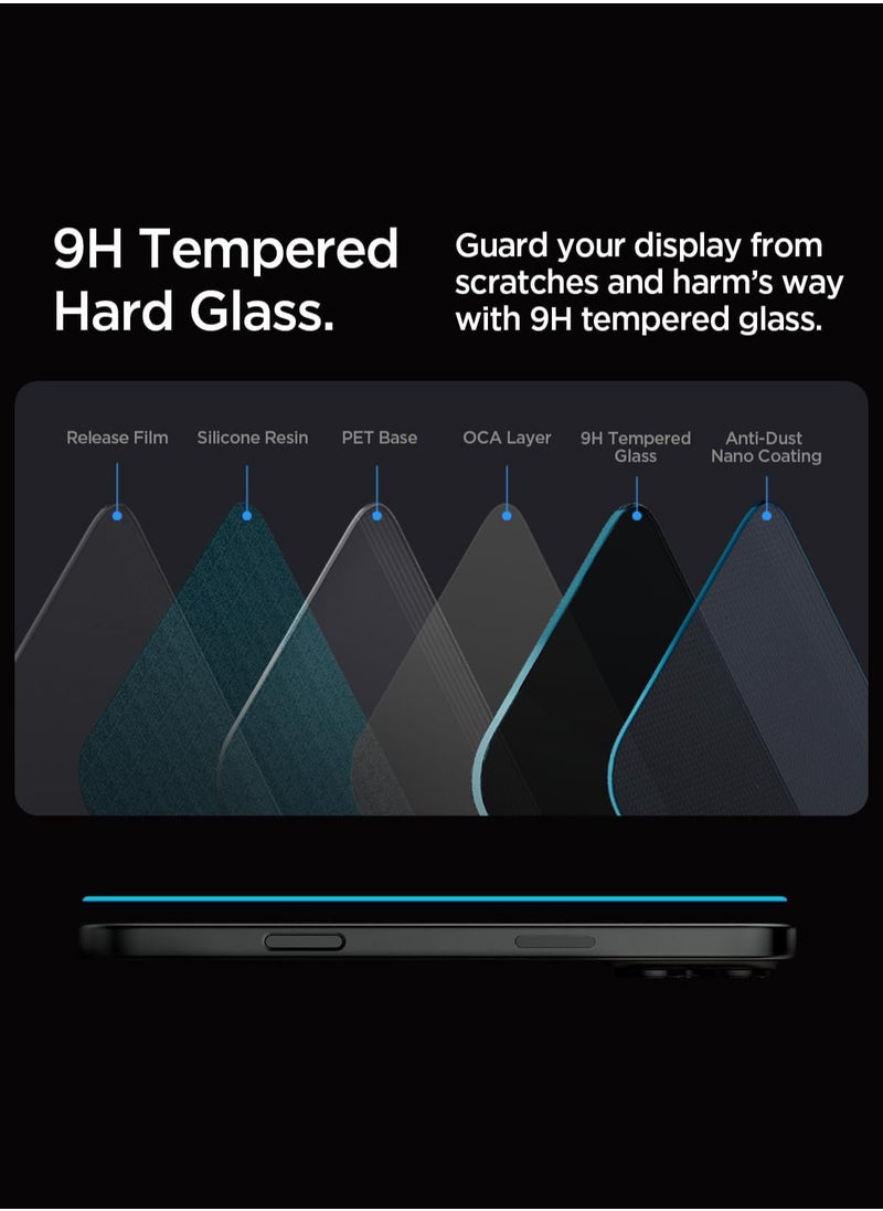 Spigen - GLAStR EZ Fit iPhone 16 PRO PRIVACY Screen Protector [2 PACK] Premium Tempered Glass with Auto Align technology - 2 PACK - Image 1