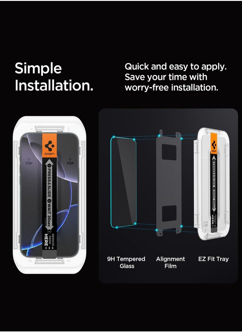 Spigen - GLAStR EZ Fit iPhone 16 PRO PRIVACY Screen Protector [2 PACK] Premium Tempered Glass with Auto Align technology - 2 PACK - Image 1