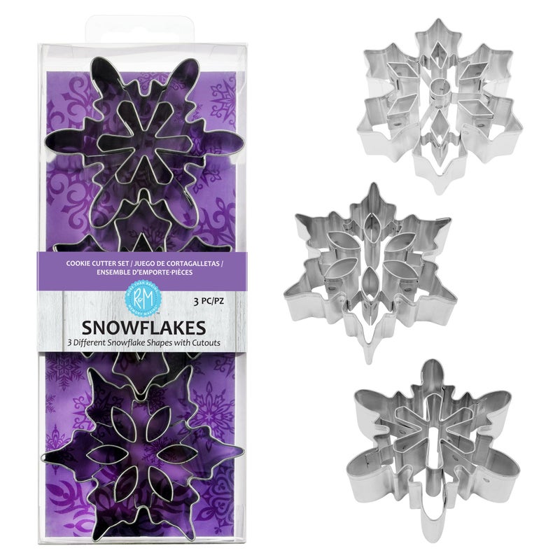 RM International Snowflake Cookie Cutters with Interior CutOuts 3 Assorted 3Piece Set