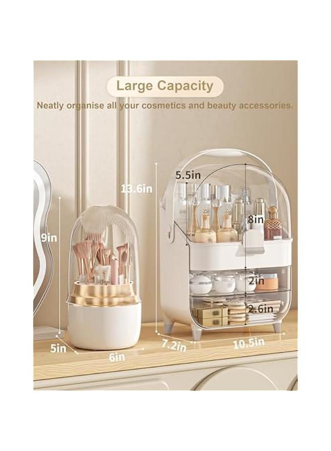 Arabest Makeup Organizer, Skincare Holder Bathroom Counter Organizer, Storage Box Cosmetic Display Cases, Teen Girl Gifts Trendy Stuff Make up Organizers for Vanity, Dresser, Countertop (Silver)  - Image 2