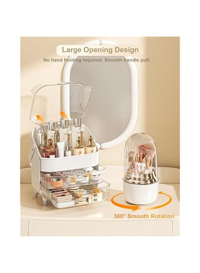 Arabest Makeup Organizer, Skincare Holder Bathroom Counter Organizer, Storage Box Cosmetic Display Cases, Teen Girl Gifts Trendy Stuff Make up Organizers for Vanity, Dresser, Countertop (Silver)  - Image 3