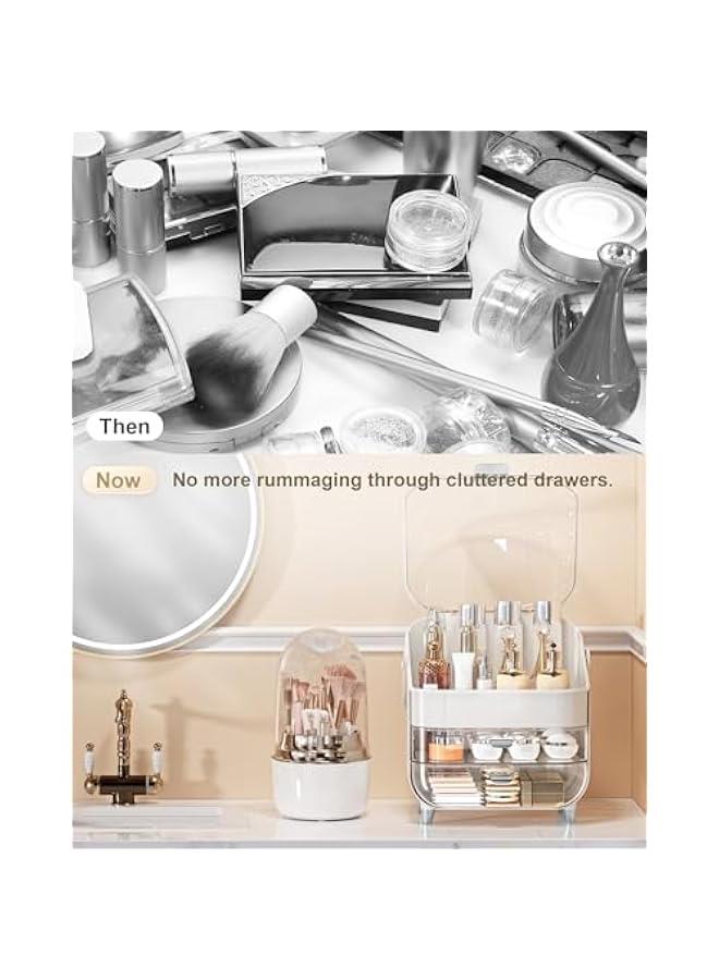 Arabest Makeup Organizer, Skincare Holder Bathroom Counter Organizer, Storage Box Cosmetic Display Cases, Teen Girl Gifts Trendy Stuff Make up Organizers for Vanity, Dresser, Countertop (Silver)  - Image 4